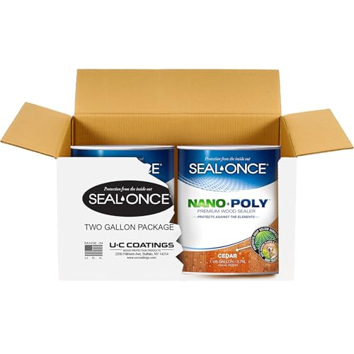 Seal-Once Nano+Poly Penetrating Wood Sealer with Polyurethane - Premium Waterproof Sealant -2 Gallon & Cedar - color: Cedar, size: 2 Gallon