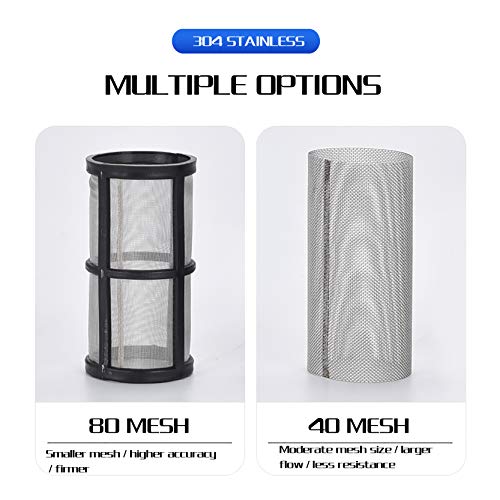 2 Pcs Water Filter, Twist-On Pipe Strainer, Nylon PA66 cover, PC bowl with 40 and 100 Mesh 304 Stainless Screen (1/2’‘ male) - style: 1/2’‘ male