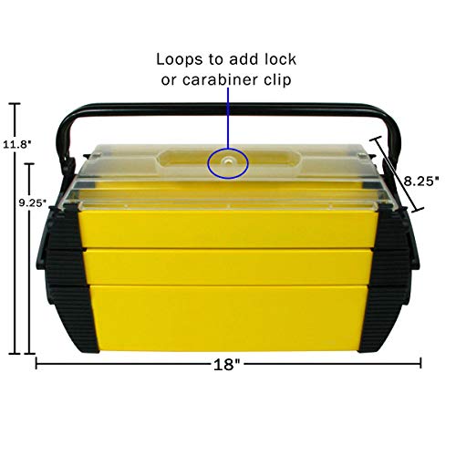 Portable Tool Box - Storage Compartments for Tools, Parts, Crafting Supplies or Tackle by Stalwart - Cantilever Toolbox, 18"L x 11.8"W x 8.25"H, Black/Yellow - style: Cantilever Toolbox