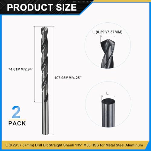 PATIKIL Letter l Drill Bit M35 5% Cobalt HSS Nitriding Black 2Pcs - size: L