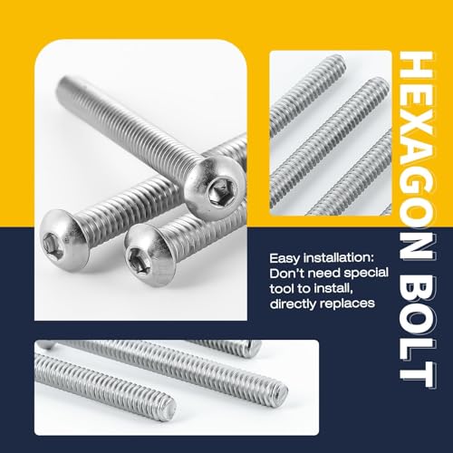 15 Sets 1/4-20 x 5/8" Button Head Socket Cap Bolts Screws with Nuts, Flat & Lock Washers, 304 Stainless Steel 18-8, Hex Drive, Bright Finish - size: 1/4-20, style: (15Sets)1/4-20 x 5/8"