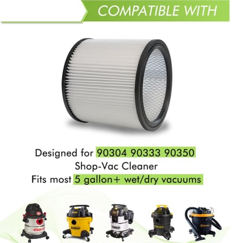 GIB 90304 Filter and Replacement Bags for Shop Vac Wet Dry Vac 10-14 Gallon - size: 4 Pcs Filters + 3 Pcs 10-14 Gallon Dust Bags