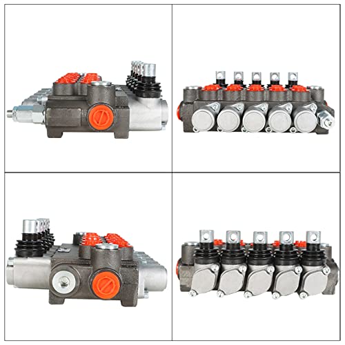 findmall 5 Spool 13GPM Hydraulic Control Valve 3600PSI SAE Ports Double Acting Hydraulic Directional Control Valve for Tractors Loaders Tanks