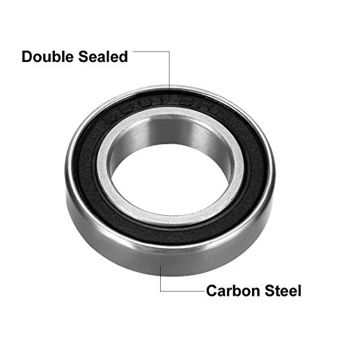 uxcell 6801-2RS Deep Groove Ball Bearing Double Sealed 1180801, 12mm x 21mm x 5mm Carbon Steel Bearings (Pack of 10) - size: 12mmx21mmx5mm