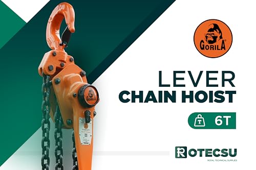 GORILA Manual Lever Hoist 360° | Manual Ratchet Chain Puller Hoist | 13225lbs - 10ft (6t - 3m) | Safety Factor 4:1 | Since 1989 - size: 13225lbs - 10ft / 6t - 3m