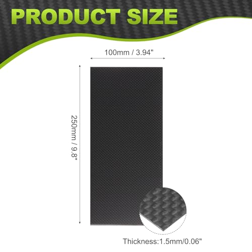 MECCANIXITY 3K Carbon Fiber Plate Panel Sheets, 100 x 250 x 1.5mm Carbon Fiber Board Plate Glossy Laminate Plain Weave Panel Sheets Flexible for RC Aircraft, Model Car, Auto Parts - size: 100 x 250 x 1.5mm/3.94 x 9.8 x 0.1 inches