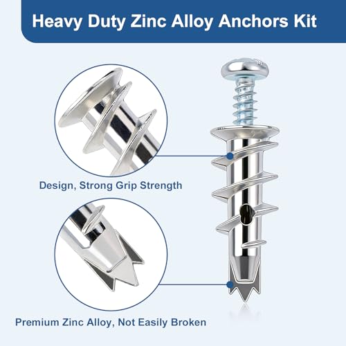 116 Pcs Metal Drywall Anchors Zinc Self-Drilling Screws Kit