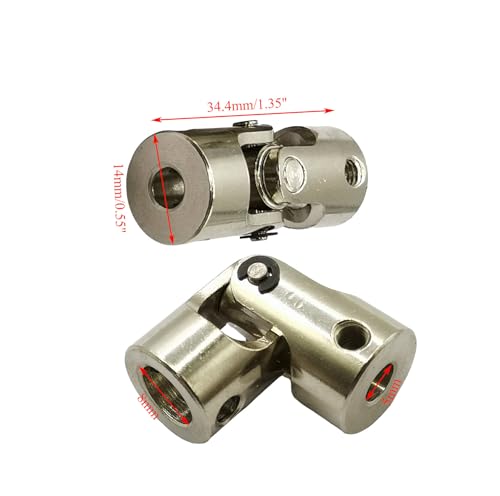 5Pcs 5mm to 8mm Universal Joint Motor Shaft Couplers, Rotatable Coupling Steering Connectors for RC Cars Boats Models DIY Airplane and Robots - size: 5mm to 8mm