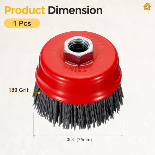 3in Wire Cup Brush for Angle Grinder, 5/8"-11 Arbor, 180 Grit - size: 3 inch