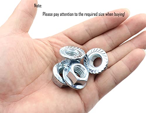 LBY 15pcs Hex Flange Nut, 1/2-13 Thread Serrated Flange Hex Lock Nuts, Carbon Steel, Galvanized, Silver
