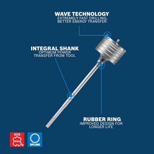 BOSCH HC8575 5 in. x 22 in. SDS-max Rotary Hammer Core Bit - size: 5 In Diameter, style: 22-In Length