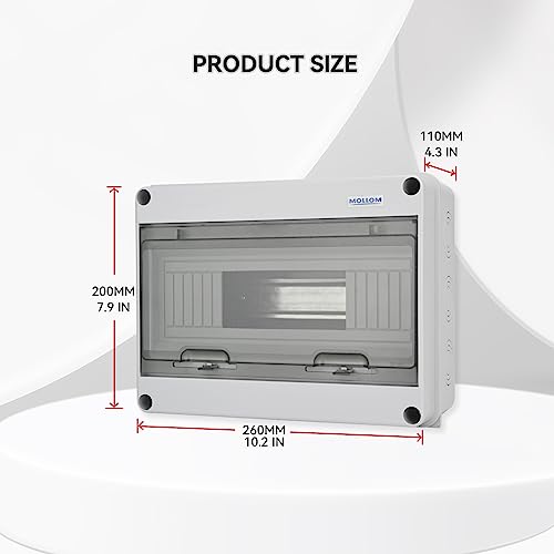 MOLLOM 12 Way Circuit Breaker MCB Distribution Protection Box - color: HT, size: 12Way | 260x110x200 MM