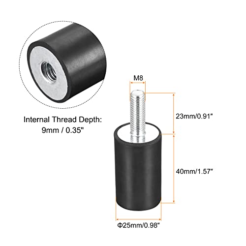 uxcell Rubber Mounts 8pcs M8 Male/Female Vibration Isolator Shock Absorber, for Garage Motor Air Compressor Car Boat Bobbins, D25mmxH40mm - size: M8x25mmx40mm