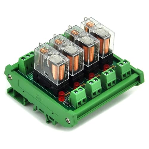 Electronics-Salon DIN Rail Mount AC/DC 24V Control 4 SPDT 16Amp Pluggable Power Relay Module, G2R-1-E - style: 4 Channel 24V