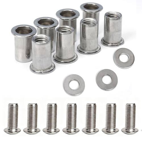 Stainless Steel 1/4-20 Rivet Nuts and Button Head Bolts 3/4"