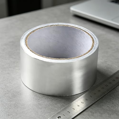GORGECRAFT 10m*48~50mm Repair Aluminum Foil Tape Duct Tape Heavy Duty Waterproof Premium Silver Metal HVAC Heat Tapes High Temperature Dryer Vent Insulation Supply for Ductwork Sealing Furnace
