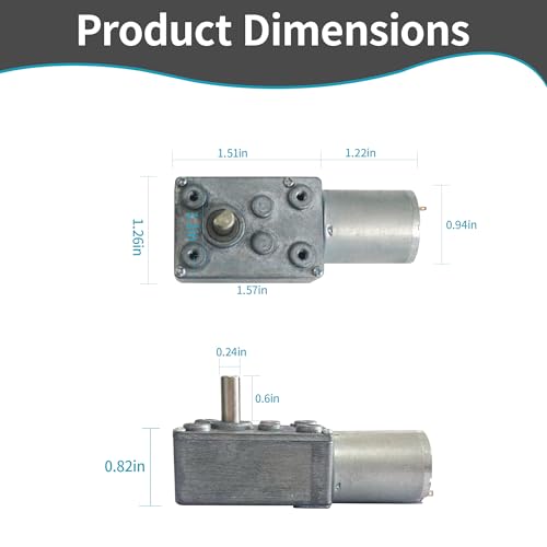 DC 12V 45RPM 1Kg.cm 6mm Single Shafts Self-Locking Reversible Worm Gear Motor with Cable, High Torque Speed Reduction Motor, Turbine Electric Gearbox Motor JSX180-370 - size: 12v 45rpm