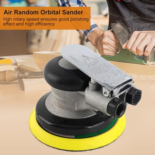 Air Sander Machine, AT-780 5inch/4inch 10000rpm Handheld Air Random Orbital Sander Round Grinder Polisher Pneumatic Sanding Tool for Automotive, Furniture, Wood, Stone, etc(5inch)