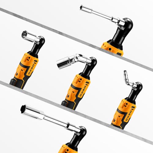 DEKOPRO Cordless Ratchet Wrenches Set:1/4", 3/8", 1/2" Impact Sockets Set, 74Pcs 3/8'' Electric Ratchet Wrench Tool Kit with Adjustable Speed, LED Light for Battery