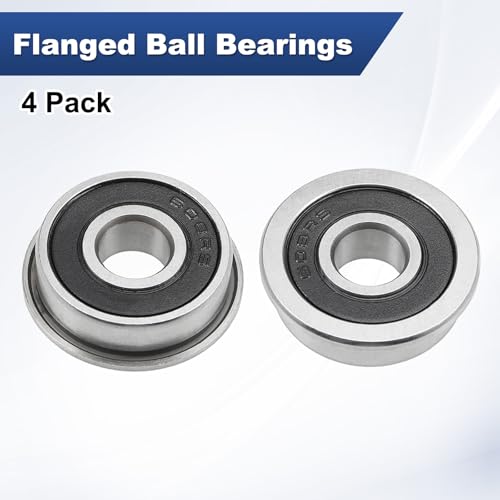 M METERXITY 4-Pack F608-2RS Flanged Ball Bearing, 8mm x 22mm x 7mm Double Rubber Seal Chrome (GCr15) Steel Deep Groove Ball Bearings for Wheelbarrow/Printer/Fax Machines/Power Tools - size: 8mm x 22mm x 7mm