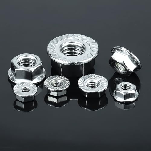 1/4-20 Serrated Flange Nuts (50 pcs), 304 Stainless Steel 18/8, Coarse Thread, Bright Finish, Serrated Flange Hex Nuts, Fayeploo - color: Silver, size: 1/4"-20