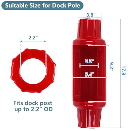Dock Bumpers for Poles 2/4/6 Pack, Dock Post Bumpers 2" Diameter, Dock Bumpers for Docking Pole Bumpers for Post Slip-on Vertical Soft UV-Resistant Marine Grade Vinyl Black/White/Blue/Grey/Red/Purple - style: Red-2 Pack