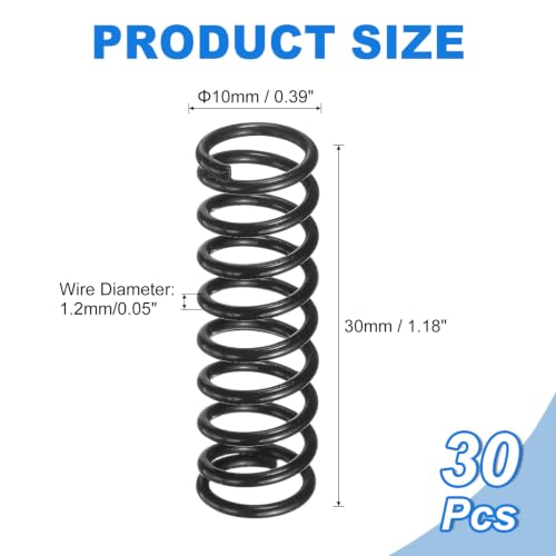 uxcell 30Pcs Compression Spring 10mm OD 1.2mm Wire Size 30mm Free Length - color: Black, size: 10mm x 1.2mm x 30mm