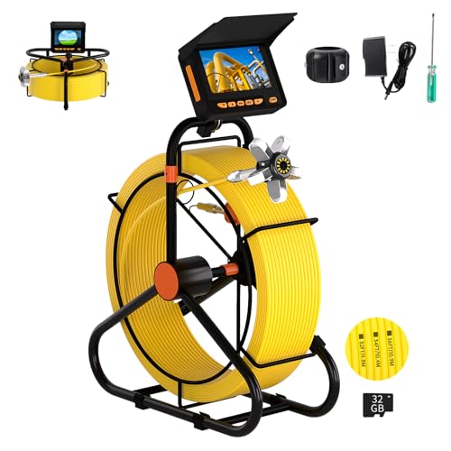 Drain Sewer Camera 100FT,1080P 32GB DVR,Waterproof IP68,JQKJCAM 23MM Plumbing Sewer Inspection Camera Snake w/12 Brighter Lights,4.3'' 360°Rotate Screen,Meter Mark,Portable for Pipe Sewer line Scope - size: 30 m, style: 23 mm 4.3DVR