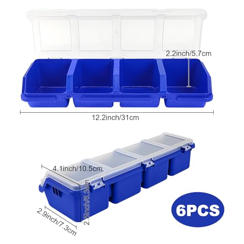 6Pcs Screw Organizers Storage Bins with Lids, Plastic Stackable Hardware Organizer Box for Garage Nails Craft Tool Organizing, Tool Cart Cabinet Workbench Drawers with Compartment Bolt Organizer, Blue - color: blue