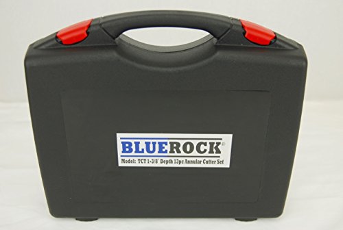 BLUEROCK 1-3/8" Depth TCT Annular Cutter Set for Magnetic Drills, 13-Piece Tungsten Carbide Kit with 11 Cutters, 3/4" Weldon Shank, 3 Pilot Pins & Case
