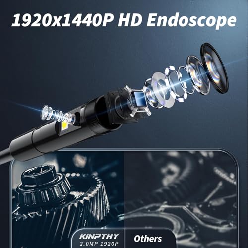 Endoscope Camera with Light,1920P HD Borescope Tools with 8 Adjustable LED Lights, Endoscope with Semi-Rigid Snake Camera, IP67 Waterproof Inspection Borescope for iOS and Android-16.4ft Dual-Lens - size: 16.4ft