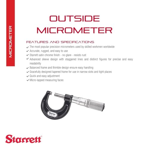 Starrett Outside Digital Micrometer, 0-1" Range, .0001" Graduation - color: Black Wrinkle, size: 0-1" (Friction Thimble)