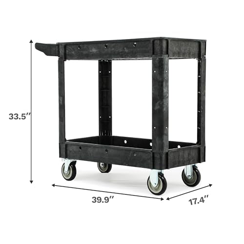 DWVO 40 x 17 in Heavy Duty Rolling Utility Cart on Wheels Black - color: Black, size: 40"x17"