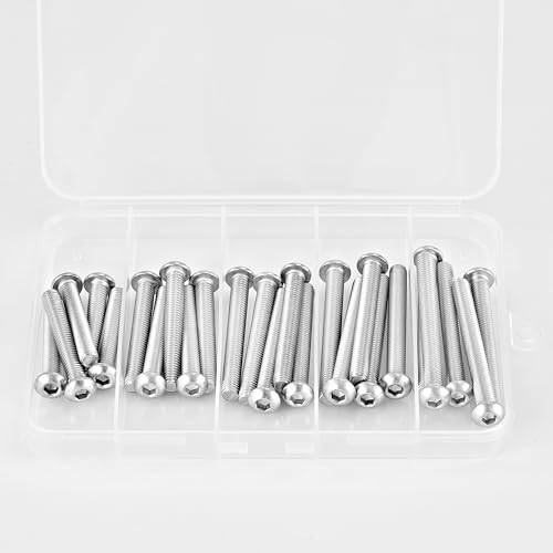 M6 x 40mm 45mm 50mm 55mm 60mm Button Head Socket Cap Screws Bolts 304 Stainless Steel Metric Allen Hex Drive, Machine Fully Threaded, Assortment Kit 25PCS - size: M6 x 40/45/50/55/60mm (25PCS)