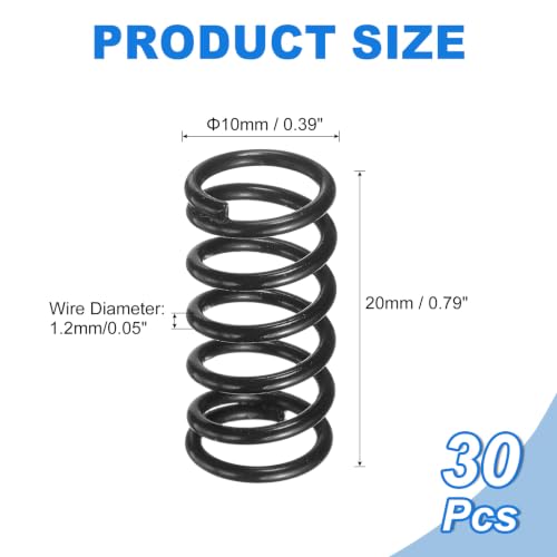 uxcell 30Pcs Compression Spring 10mm OD 1.2mm Wire Size 20mm Free Length - color: Black, size: 10mm x 1.2mm x 20mm