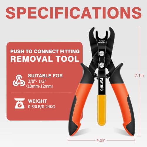 PLATATO Push to Connect Fittings Disconnect Tool Air Line Removal Tool for 3/8”, 1/2” (10-12mm) Pneumatic Air Hose Quick Connect Fittings Quick Release Pliers - size: 10-12mm
