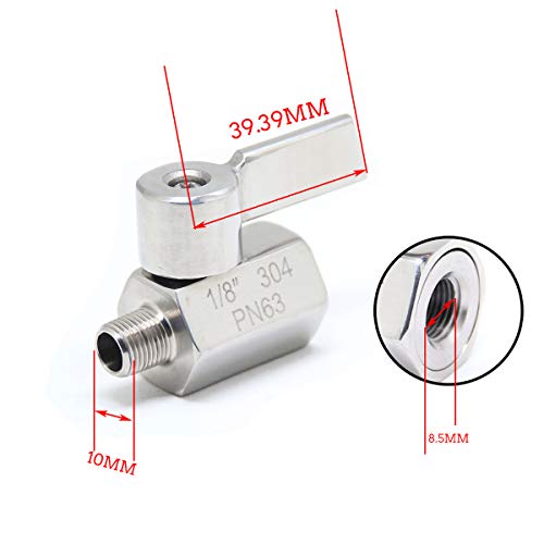 1/8" New Stainless Steel 304 Mini Ball Valve NPT Female x Male Thread SS304 2PCS - size: 1/8"(Female x Male)