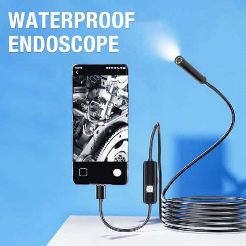 3 in 1 USB Endoscope, 7mm Diameter 2m Cable Fiber Optic Snake Camera for Phone, Type C USB MicroUSB Borescope Camera for Industrial Mechanical Pipeline Inspection