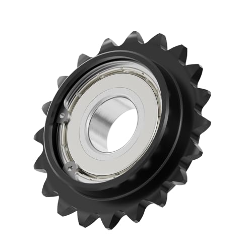 16 Tooth Roller Chain Sprocket, 49mm OD 8mm Bore 3/8" Pitch Chain Idler Sprocket, Single Bearing Black Oxide Finish C45 Carbon Steel for ISO 06B Chain - size: 10mm Bore 16 Tooth
