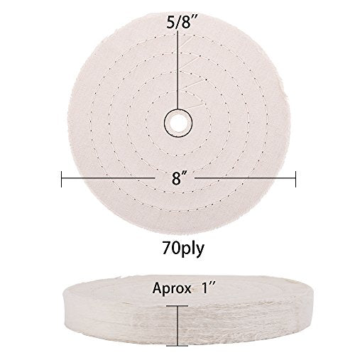 SCOTTCHEN Buffing Polishing Wheel 8" x 5/8" Arbor x 70Ply White Fine Cotton for Bench Grinder - 1 PCS - color: Fine 1pc, size: 8 inch