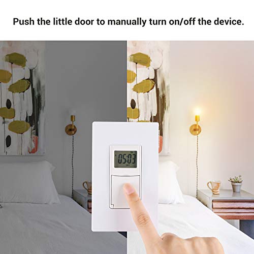 DEWENWILS 7 Day Programmable in Wall Digital Timer Switch for Lights, Fans