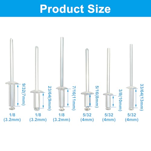 120PCS Rivets Assortment Kit, Aluminum Blind Rivets with Case, Durable & Corrosion-Resistant for Metal Joining Tasks, Includes 1/8" and 5/32" Sizes for Versatile Applications