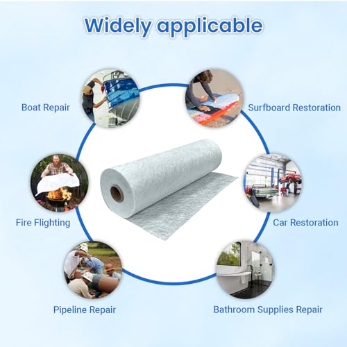 Boat Fiberglass Cloth Mat - 1 Yard Long x 40 Inch Wide, Marine Repair Chopped Strand Molding Casting Roofing Sheets