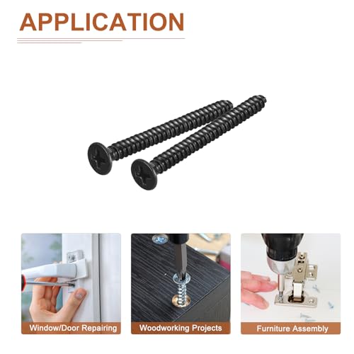DTGN 50Pcs #10x2 Flat Head Wood Screws, 304 Stainless Steel - Black - color: Black, size: #10x2"