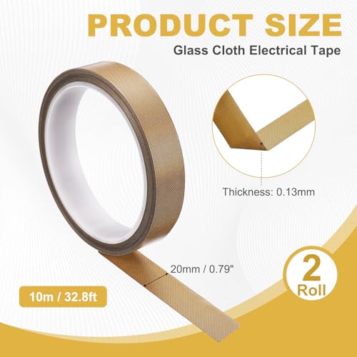 uxcell 2Roll High Temperature PTFE Heat Shield Tape 13/16" x32.8ft - size: 13/16" x 32.8ft x 0.13mm Thick