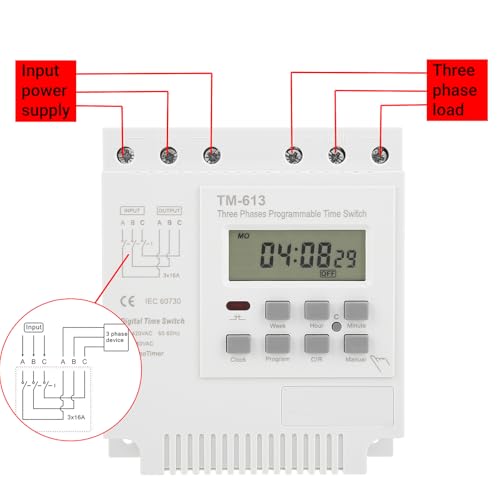 LiebeWH Three Phase Programmable Timer Relay, 350-420V, LCD