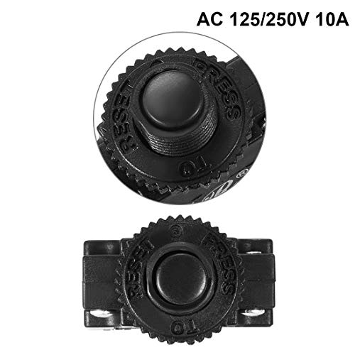 uxcell 2Pcs Thermal Overload Protector AC 125/250V 10A Push Button Reset Circuit Breaker