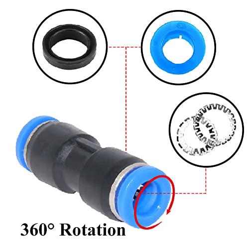 Beduan Push to Connect Fitting, 5/32" Tube OD Pneumatic Quick Adapter Tubing Air Hose Line Pipe Fitting (Pack of 12) - size: 4mm (12Pcs)
