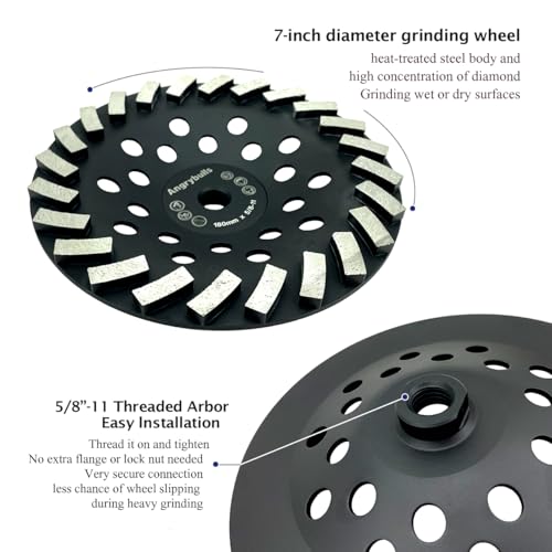 5/8"-11 Threaded Arbor Grinder Wheels 7 inch Concrete Diamond Grinding Disc - style: 7 Inch 5/8"-11 Threaded
