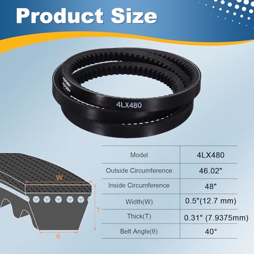 uxcell 4L480 Rubber V-Belt 48" Outer Circ x 0.5" Width x 0.31" Thick - size: 4LX480
